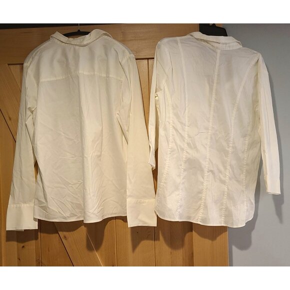 New! Lot of 2 Old Navy Women's Size XXL White Perfect Fit Stretch Button Shirt - Picture 2 of 16